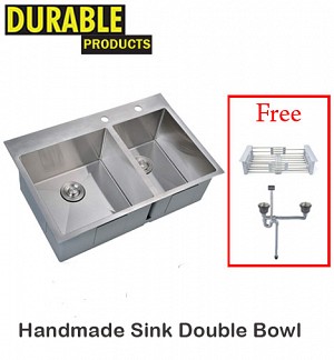 Handmade Kitchen Sink Double Bowl 75 x 41